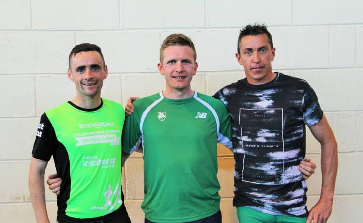 Winners of Tullamore 5k 2017 Paul Mitchell (2nd) Liam Brady (1st) Catch Grennan (3rd)