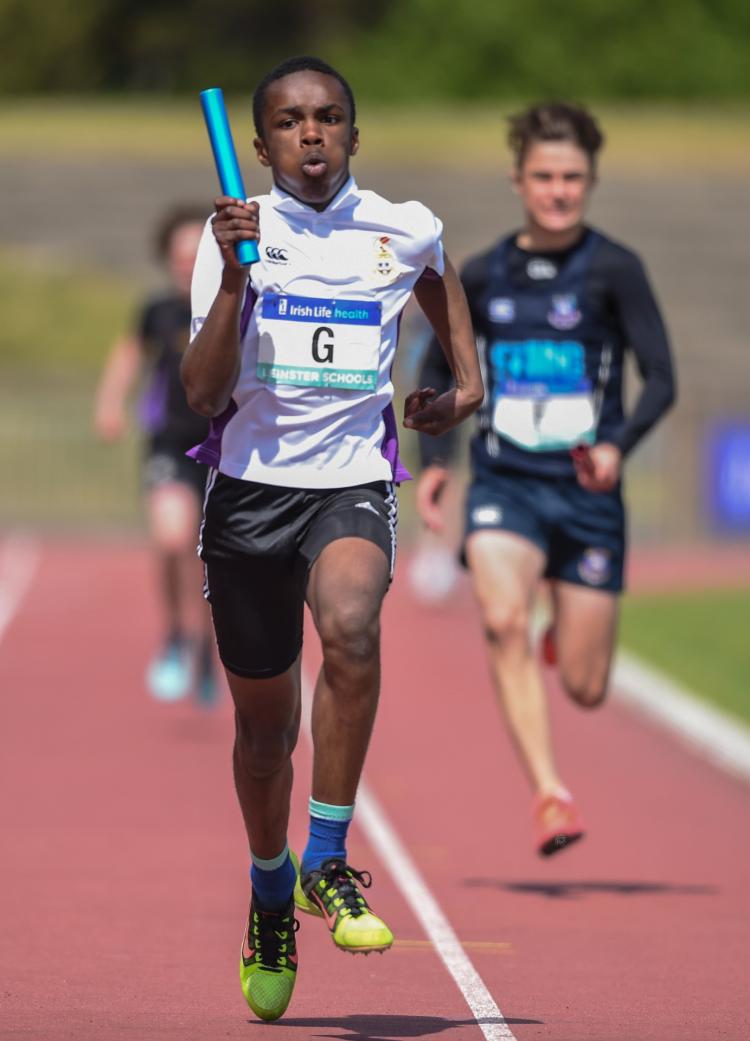 Competitors in action at the Irish Life Health Leinster Schools Track & Field Championships - Day 1