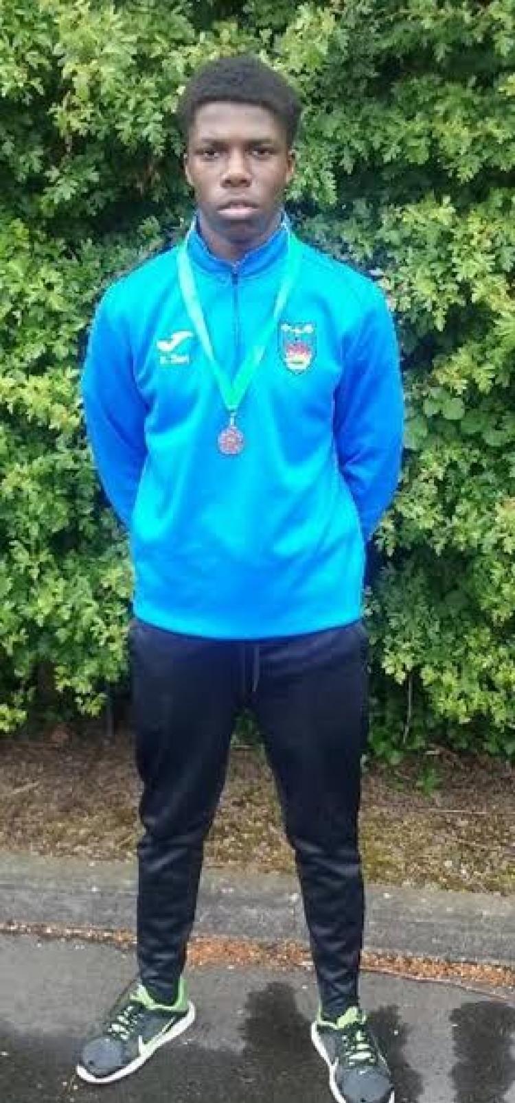 Emanuel Ilori who won bronze in the 100 metres Leinster schools Championships.