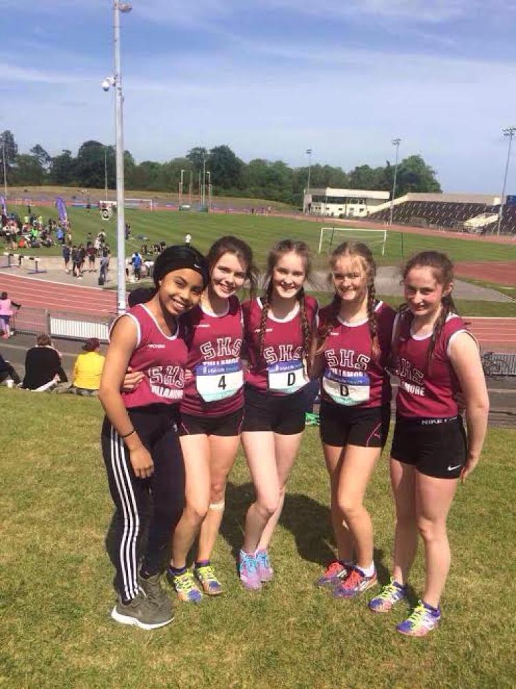 Elizabeth Brown, Katie Bourke, Rachel Conroy, Aimee Brennan and Sarah Condron who finished 6th in the 4x100m relays at Santry.