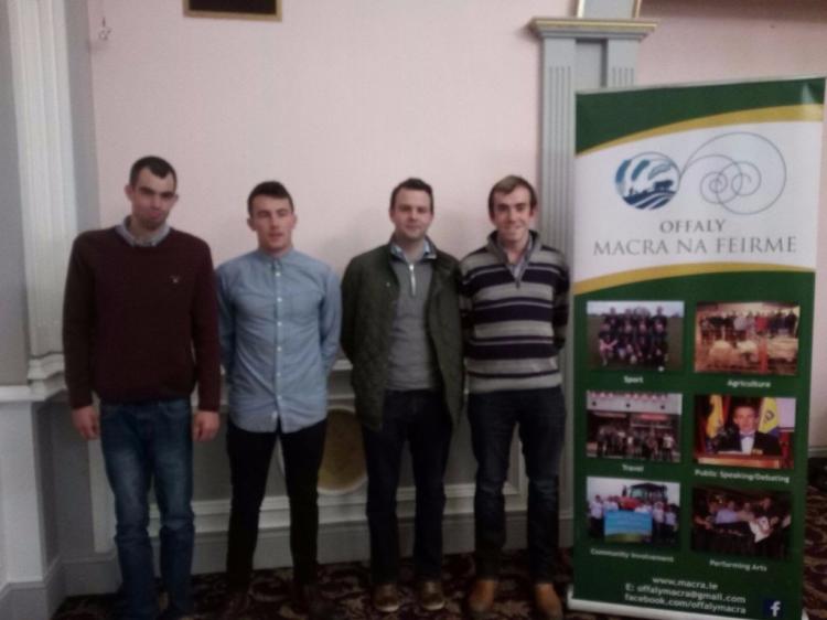 Ferbane/Banagher Macra na Feirme (l-r) members who won the county round of the 'Know your Ag&rsquo; competition Conor Corcoran, Paul Molloy, Michael Kenny a