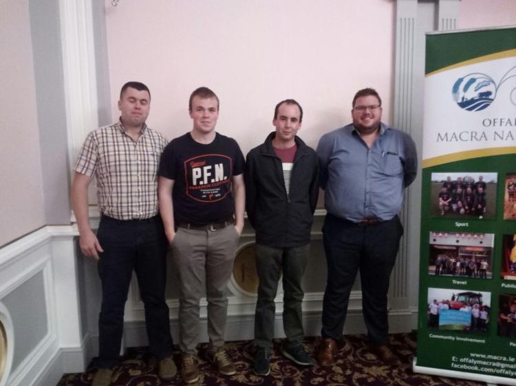 Killoughey Macra na Feirme (l-r) members who won the county round of the 'Know your Ag&rsquo; competition Ronan Leonard, James Norton, Shane Gonoude, Diarmu