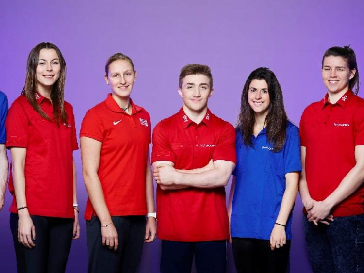 Irish athlete Mark English (L) helps launch Sky's Europe wide sports academy