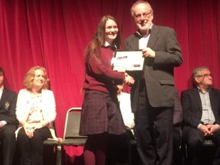 Muireann Carton collecting her award 