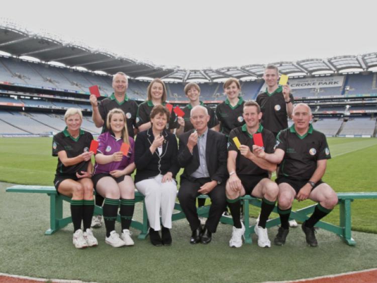 Pictured at the launch of the National Referees Academy at Croke Park on Saturday June 15Back Row L-RKieran Kelly-Carlow,Grainne Coulter-Down,Julie O'Neill-Armagh,Siobhan Ryan-Tipp,Ray Kelly-KildareFront Row L-R  Jenny Byrne-Dublin, Naoimi Feighery-Kildare, President of the Camogie Association Aileen Lawlor ,Peter Downey Chairman of National Referees committee,Eamon Cassidy -Derry,John McDonagh-Galway.The Referees Academy is the first of its kind within the Association and is part of a number of initiatives introduced by President of the Association, Aileen Lawlor to support the development and progression of referees.Twelve referees (six men and six women) have been selected for this year&rsquo;s Academy. They will receive concentrated training and will be monitored and assessed on their refereeing performance throughout the year.Picture credit: Martina McGilloway, ilivephotos