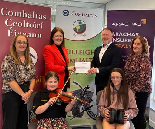 Comhaltas members, including National President, Attracta Brady in the offices of Arachas in Tullamore at the launch of the Offaly Fleadh on Monday