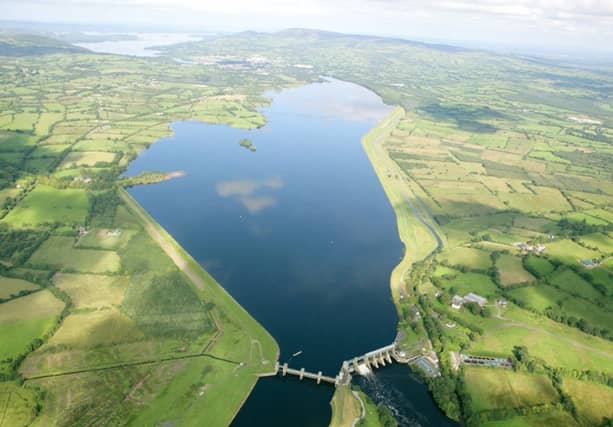 An aerial view of Parteen Weir, just south of Lough Derg.