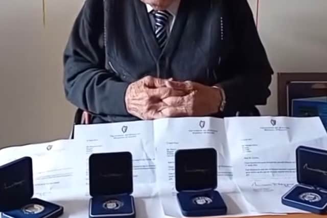 Paddy also showed off his four medals which he received from former President of Ireland Michael D Higgins.