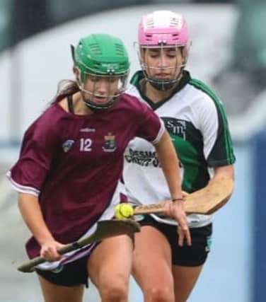 Saccred Heart Tullamore's Rachel Cunningham on the run in Saturday's All-Ireland final. Ger Rogers Photo.