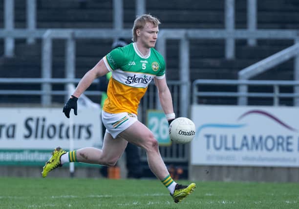 Cormac Egan sets in action for Offaly against Cork at Glenisk O'Connor Park last Sunday. Ger Rogers Photography