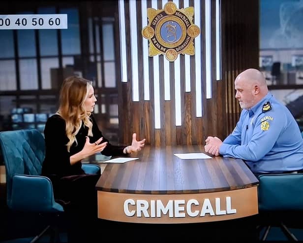 Carla O'Brien and Sergeant Tony Miniter on RTE's Crimecall