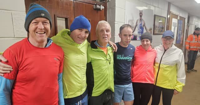 Simon Byrne, Sean Spollen, Denis Flynn, Jonathan Dunne, Michelle Mullaney and Sara McLaghlin at the Club 1 Mile race.