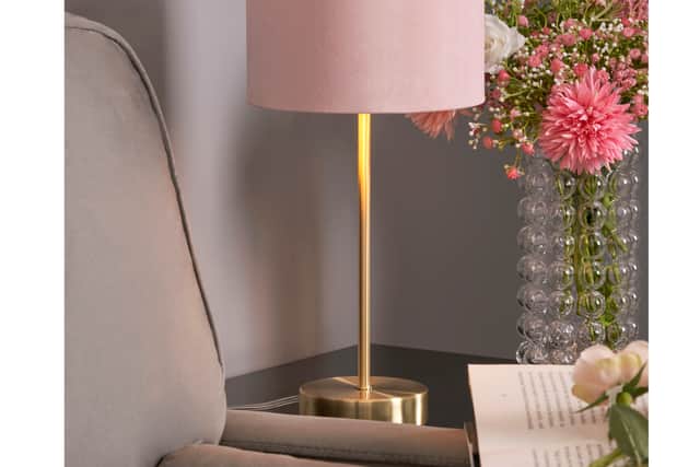 7. Velvet Table Lamp, Pink and Brass, £19.60 (was £28), BHS.com