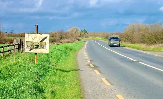 The N62 road between Birr and Roscrea