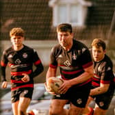 John Connolly on the charge with Ronan Hopper & Ryan Mealiffe in support vs Clontarf on Saturday. Picture: Darragh Bell.