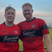 Barry Bracken and Ciaran Ennis pictured after Tullamore’s dominant win to league leaders Suttonians. 