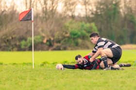 Niall McCabe dots down just short of the line, vs Seapoint on Saturday afternoon.
