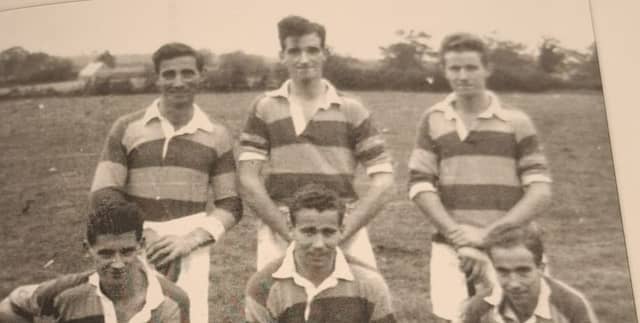 Fr Rory O'Brien, centre front, after Ballinamere's 1959 Junior Hurling Championship win. Back, Michael (brother), Rody (cousin), Joe (cousin). Front, Peter (brother), Fr Rory and Ted (brother).