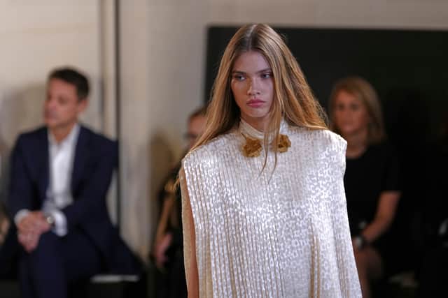 But metallics and texture dominated, from slippery-looking leather to shimmering silk finishes.
