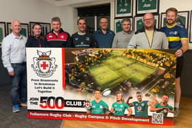 From left to right: Jimmy Martin (President TRFC 2025/26), Roisin Kane, Dave Phillips, John Burns, Robbie Champ , Michael Whelan, Ian Moran, Ciaran Ennis.