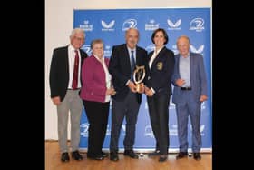 The award was presented to Norman Carter by Leinster Rugby President Moira Flahive, at the awards lunch in the Garda Club in Westmanstown
