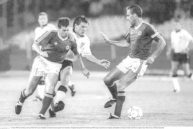Honoured with the nickname 'Captain Fantastic' because of his heroics when he led Ireland to the quarter-finals of the World Cup in Italy in 1990 (pictured below by Sportsfile in the earlier group game against England), McCarthy will meet fans in the beer garden of the Goalpost bar, William Street, Tullamore this Saturday, September 20 (doors open 8pm).