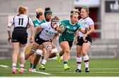 Aoife Dalton charging forward for Ireland in a warm up match