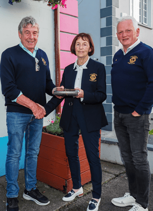 Dymphna Bracken with outgoing President Larry Fleming and incoming Vice-President Alan Hand