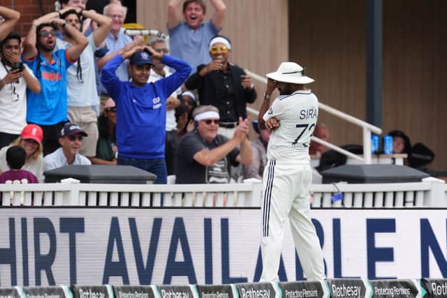 That included a crunch through midwicket and a lavish six over cover off Deep before a near miss at fine-leg, risking his wicket but picking up six more as a mortified Siraj carried a catch over the boundary rope.