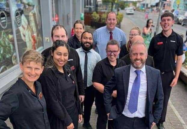 Pictured: Rathdowney man Paddy Holohan (front right) with his Supervalu team in Greystones