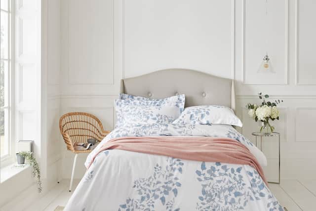 6. Sorrento Floral Sateen Double Duvet Cover, £27, (was £90); Sorrento Standard Oxford Pillowcase, £8.40, (was £28), The Fine Cotton Company
