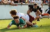 Paidi Farrell touching down for a try against Georgia