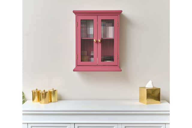2. Raspberry Pink Reeded Glass Wall Cabinet, £89.95, (was £94.95), Melody Maison