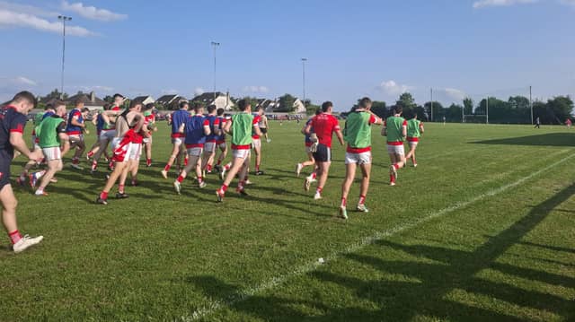 Edenderry coming onto the field for their game against Bracknagh