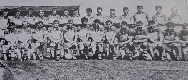 Oliver Kilmurray, fifth from the left on the back row, with the Offaly panel that won the All-Ireland MFC title in 1964.