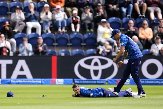 Both batters had moments of fortune as Root survived a close lbw review on umpire’s call alone on seven off Matthew Forde while, from the next ball, Brook was spilled on 30 by Hope off Jayden Seales.