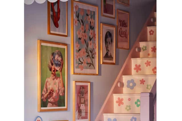 “Nothing’s very matchy, but the colours match,” she highlights. “So look at your comfort colour – mine would be pink – and run that through the home while adding different colours.”