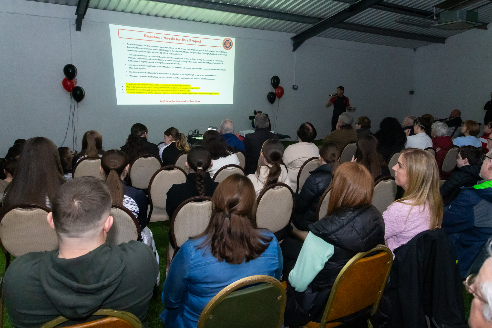 Some of the large attendance at the launch of Clara Town's plans. Picture: Tom O'Hanlon.