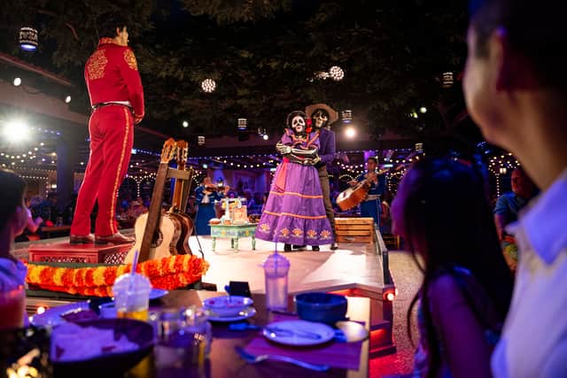 A new video screen-based dinner show in the Worlds Of Marvel restaurant featuring Groot and Rocket is disappointingly brief but using miniature quantum cores on each table to answer multiple choice quiz questions is a fun distraction between courses.