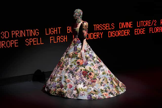 Incorporating structured bodices, giant crinolines and even 17th-century panniers, Michele said, “I was like, if I take a dress [from] 1950 and put in the pannier, it’s like a robe manteau from Versailles!”