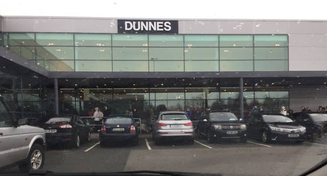 Long queues waiting for Dunnes Stores Longford to open. Photo: Twitter Fran McNulty @franmcnulty