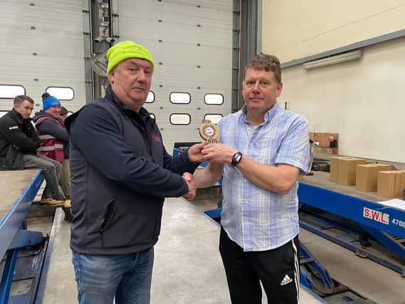 Kieran Garahy receiving his 2nd in class award at the Turkey Chaser Autotest.