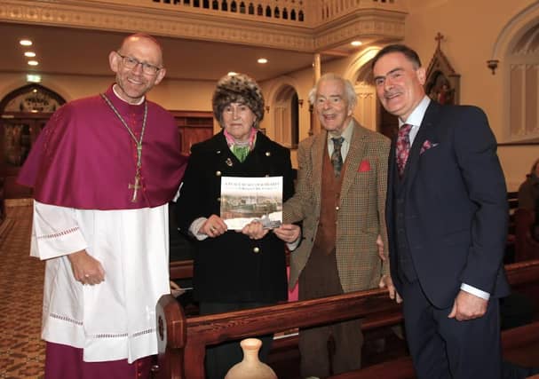 At the launch of "A Place in all our Hearts" on Friday evening were l. to r. Bishop Fintan Monahan, Lady and Lord Rosse and Brian Kennedy.