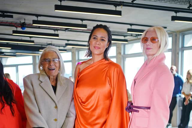 Celebrities sitting on the front row included Dame Vanessa Redgrave and actors Zawe Ashton and Joely Richardson.