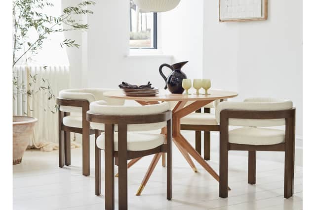 3. Dwell Delanna Drop Leaf Dining Table, £399; Dwell Loha Dining Chairs, £229 each, DFS