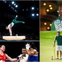 Clockwise from top left: Rhys McClenaghan, Rhasidat Adeleke, Kellie Harrington, Rory McIlroy and Shane Lowry.