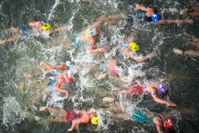 The men’s race was changed from Tuesday to Wednesday, the same day as the women’s competition, earlier this week, with athletes unable to swim in the river until the day of the race.