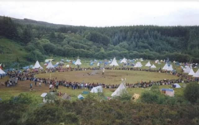The Rainbow Gathering pictured near Rosenallis in 1993.