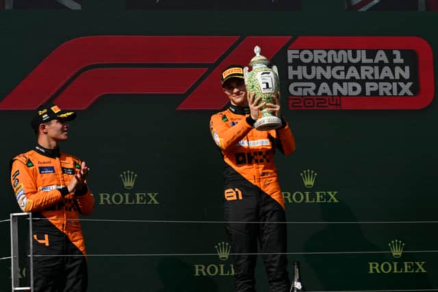 Following a series of heated exchanges between driver and team, Norris eventually relinquished his near-six-second lead on the 68th lap of 70, slowing down on the main straight in clear view of the McLaren pit-wall. A point made, perhaps.