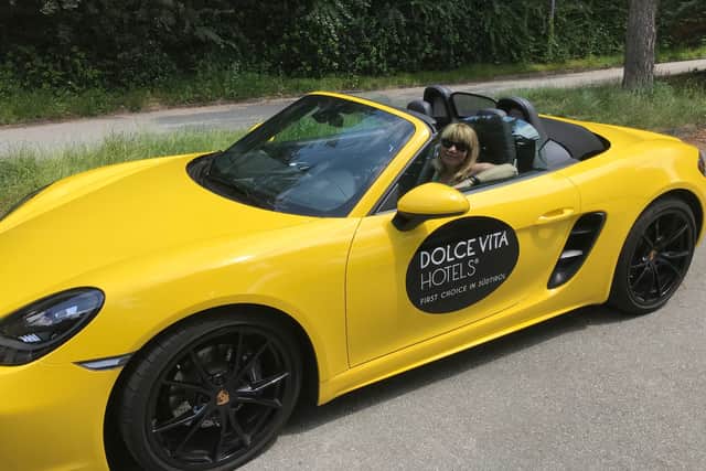 It’s a real treat to feel like we have the extensive spa facilities at the hotels almost to ourselves – but although it’s tempting to simply enjoy the relaxation, we really want to explore the surrounding area too. And what better way to do it than by taking the Dolce Vita’s Porsche Boxster convertible (available to rent for €149/£125) out for a spin around the Dolomites?